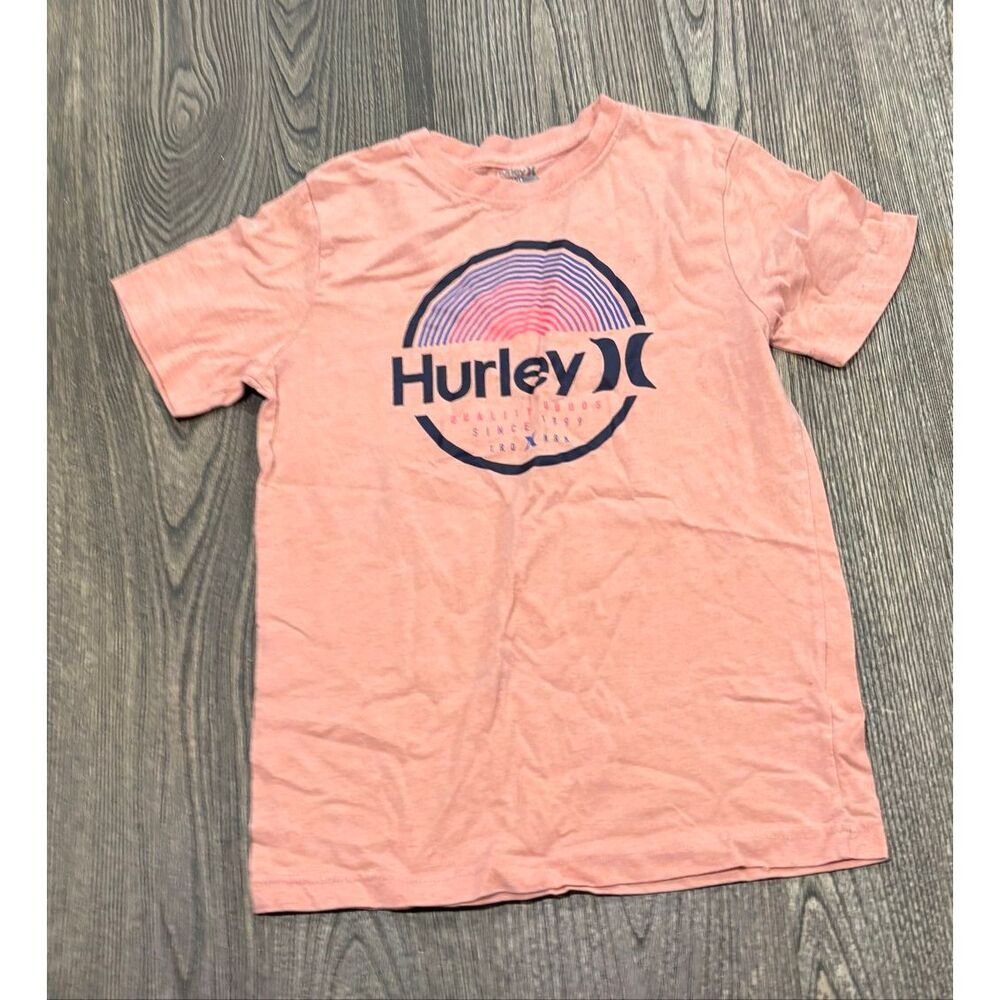 Hurley Youth Boys Logo Graphic Print T-Shirt Short Sleeve Crewneck Pink 10/12